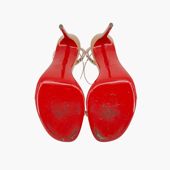 Christian Louboutin So Me Beige Leather Spike Sandals High Heels Size 38 US 8 - Picture 12 of 14